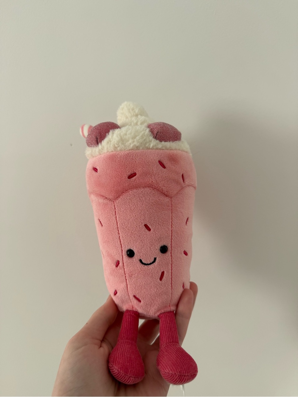 Jellycat Pink Strawberry Sip Plush Toy with Dark Pink Legs